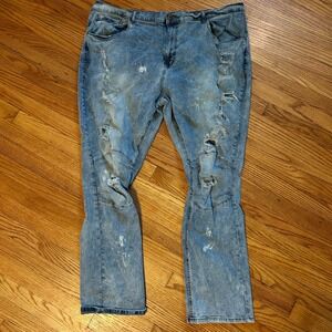 Dash Denim Co Men's 50‎ x34 Jeans Faded Blue Distressed Mens Grunge Y2K Skater